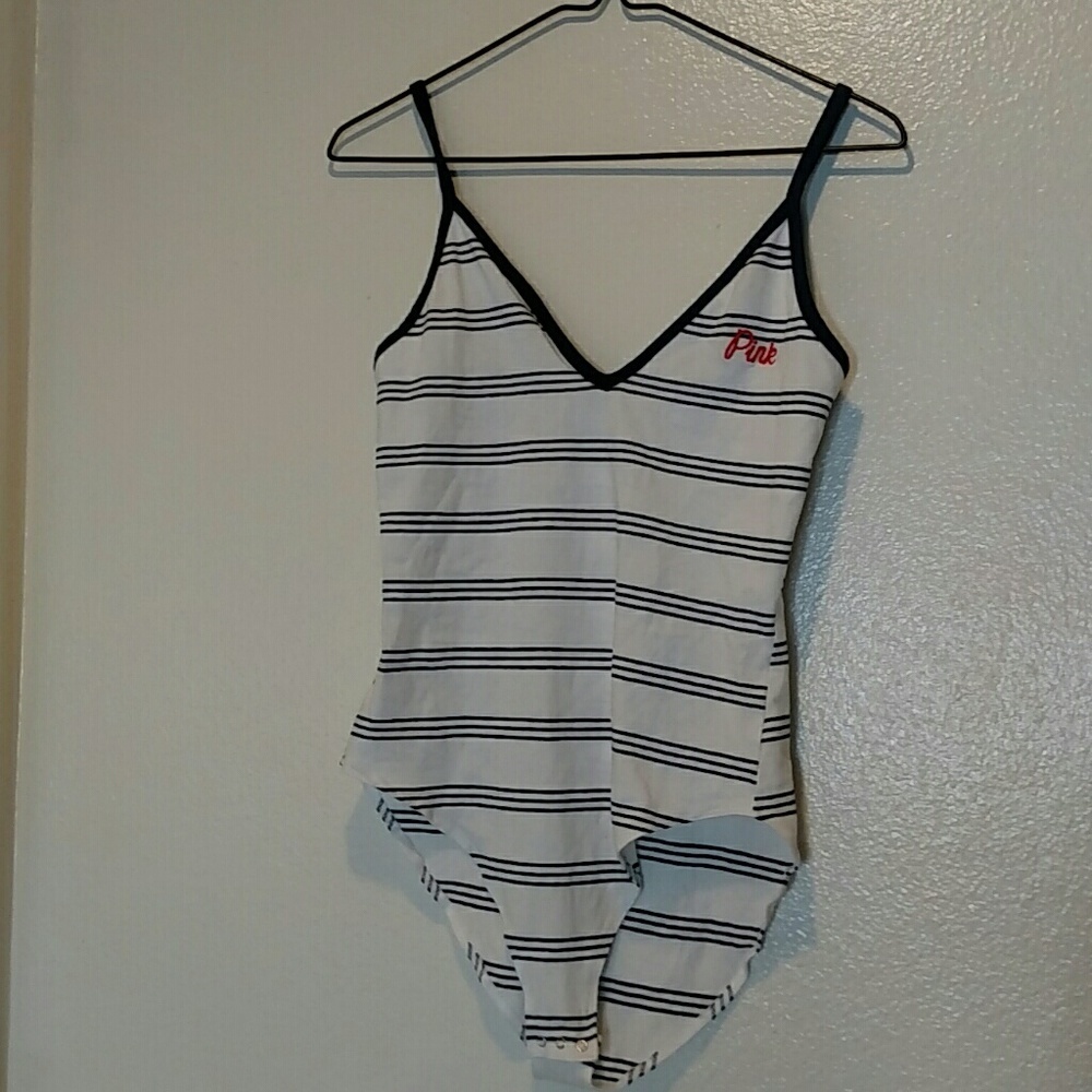Pink by Victoria's Secret Blue striped Bodysuit